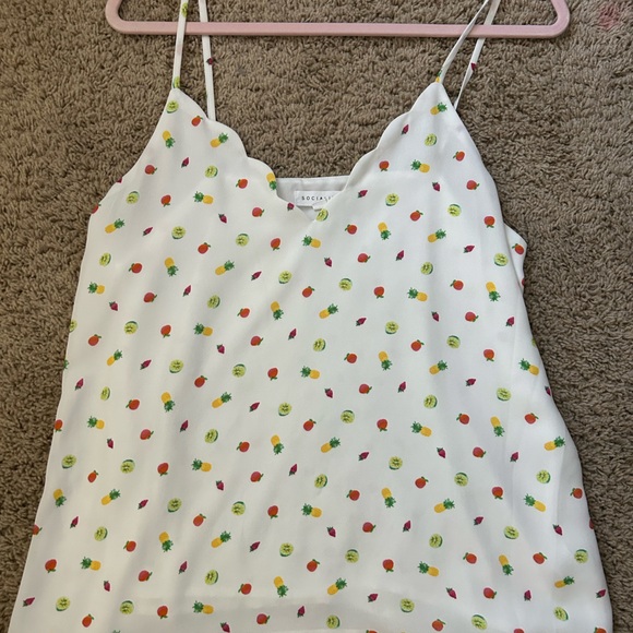 Socialite Tops - socialite white fruit tank top
